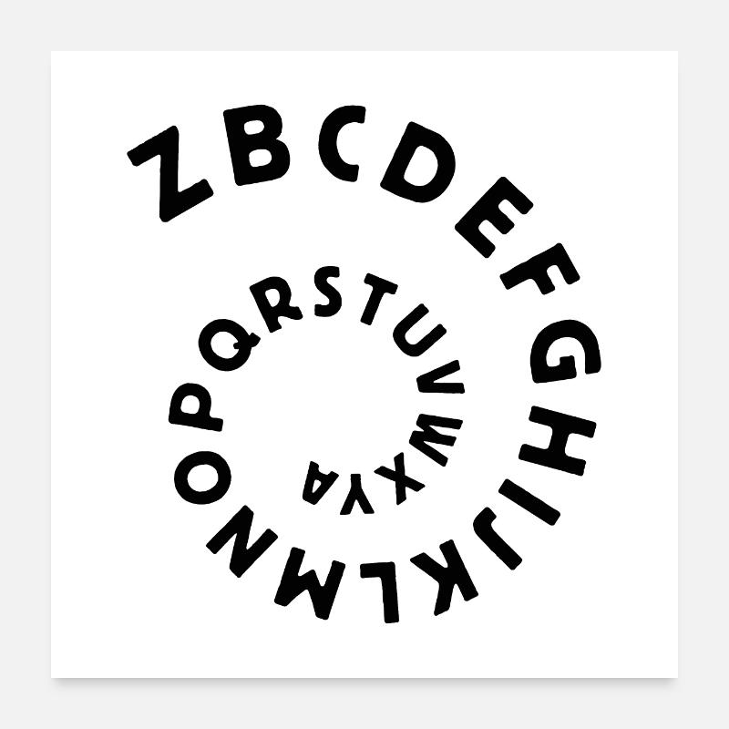 Eccentric - Reverse Alphabet Spiral [dark] Poster 24" x 24" (60x60 cm)