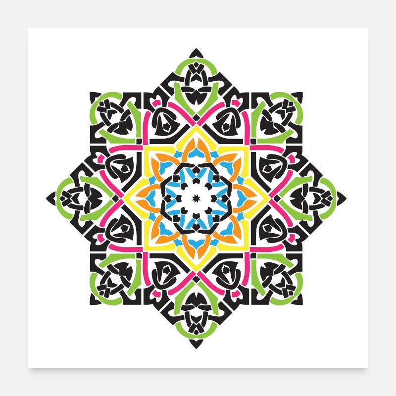 Arabisches Mandala - Poster 60x60 cm - Weiß