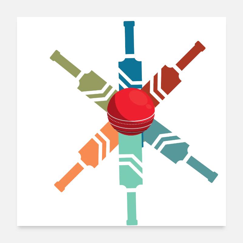 Raquette de cricket colorées -idée cadeau cricket Poster 60 x 60 cm