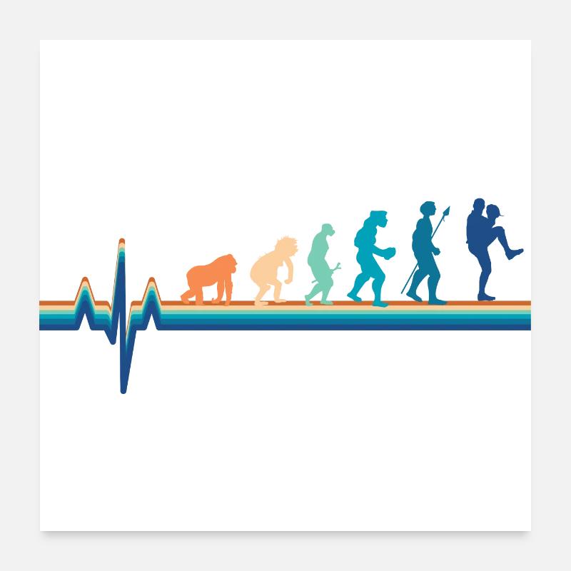 Baseball Heartbeat Evolution Poster 24" x 24" (60x60 cm)