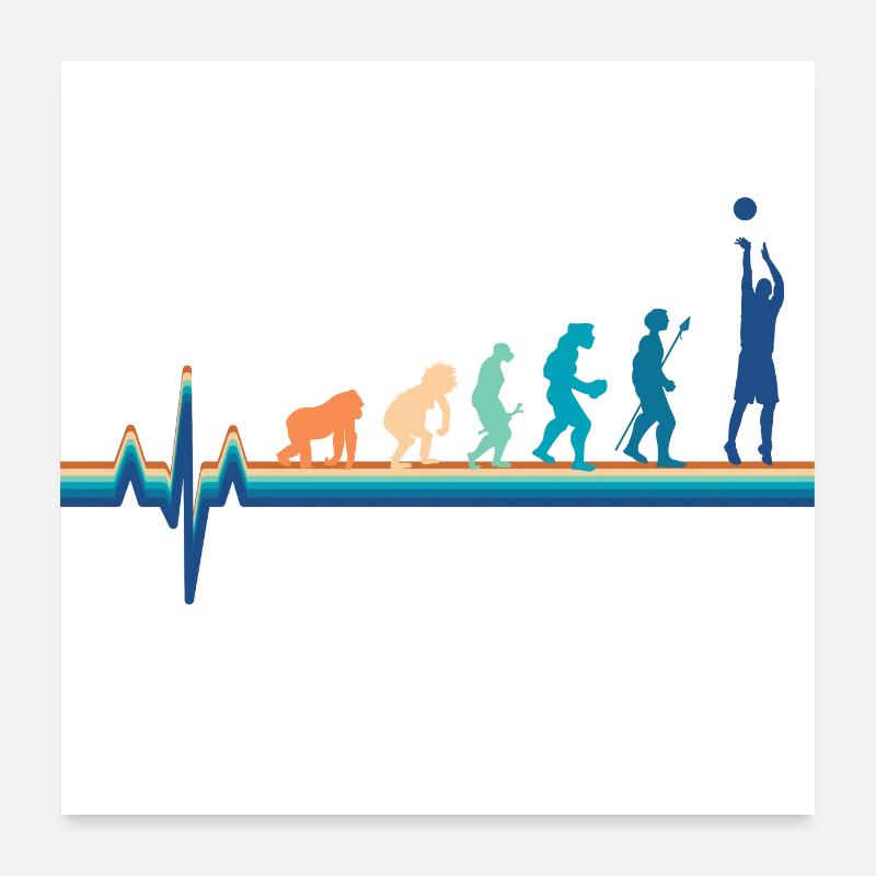 Basketball-Herzschlag-Evolution Poster 60x60 cm