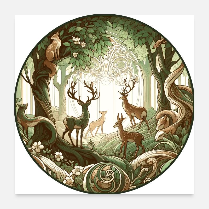 Mysthischer Wald Poster 60x60 cm