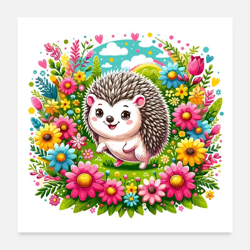 Fröhlicher Igel Poster 60x60 cm