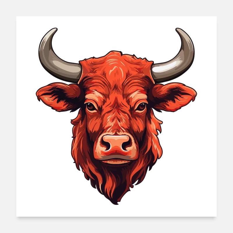 Kuh Bulle Stier Kopf Poster 60x60 cm