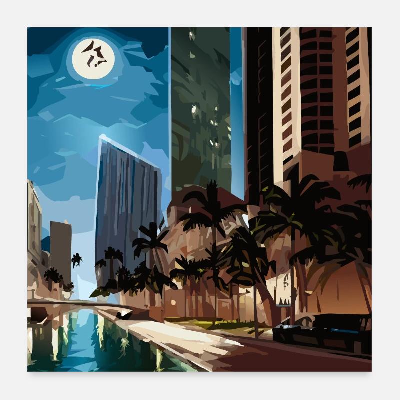 Palmiers au clair de lune Poster 60 x 60 cm