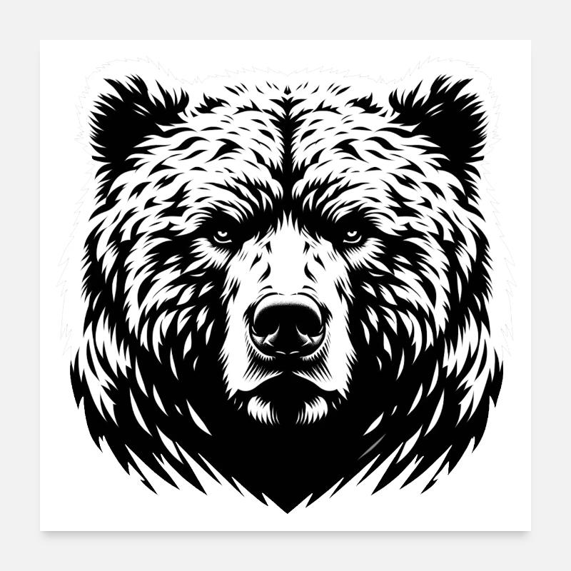Mighty Bear | Powerful bear Poster 24" x 24" (60x60 cm)
