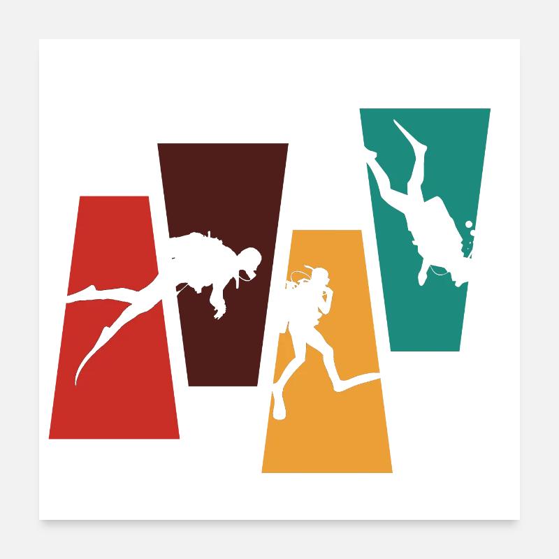 Vintage Retro Scuba Diving - Gift Idea Poster 24" x 24" (60x60 cm)