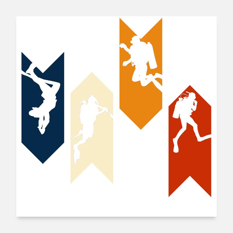 Vintage Retro Tauchen - Geschenkidee Poster 60x60 cm