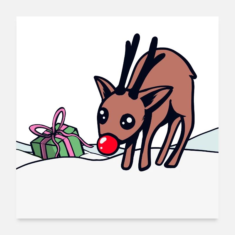 Rudolph und das verschneite Geschenk Poster 60x60 cm