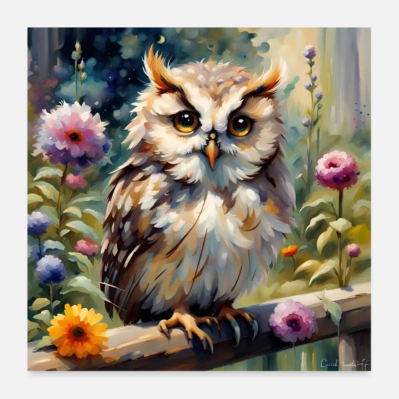 Eule Aquarell Poster 60x60 cm