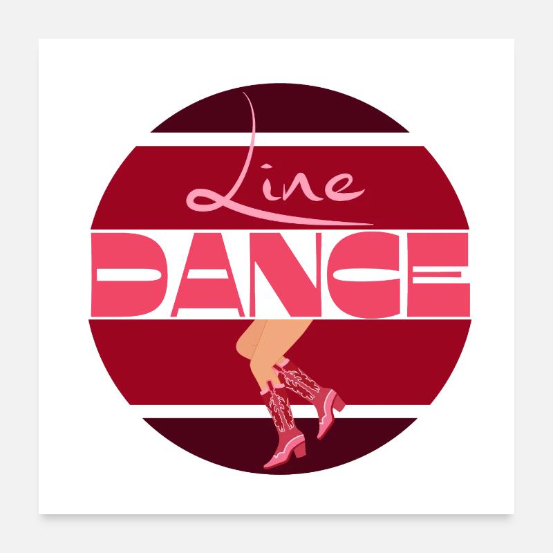 Linedance Linientanz - Poster 60x60 cm - Weiß