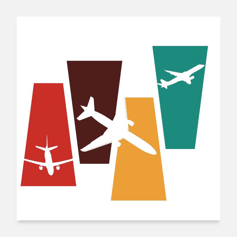 Vintage Retro Flugzeug - Flugzeug Geschenkidee Poster 60x60 cm