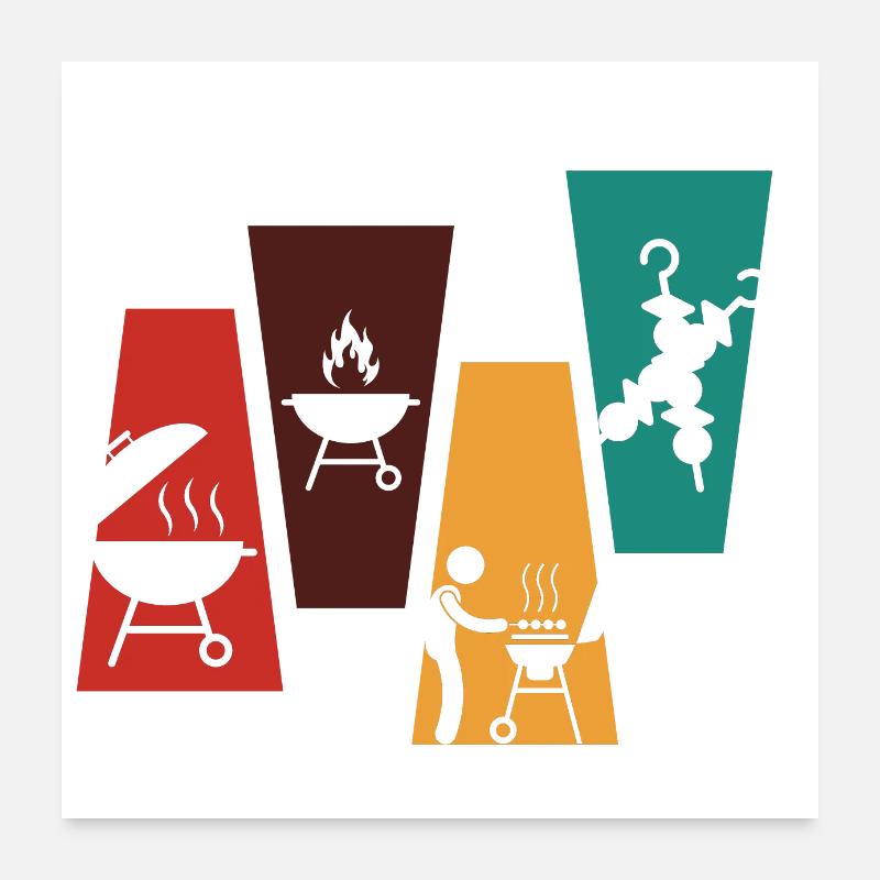 Vintage Retro BBQ - BBQ Geschenkidee Poster 60x60 cm
