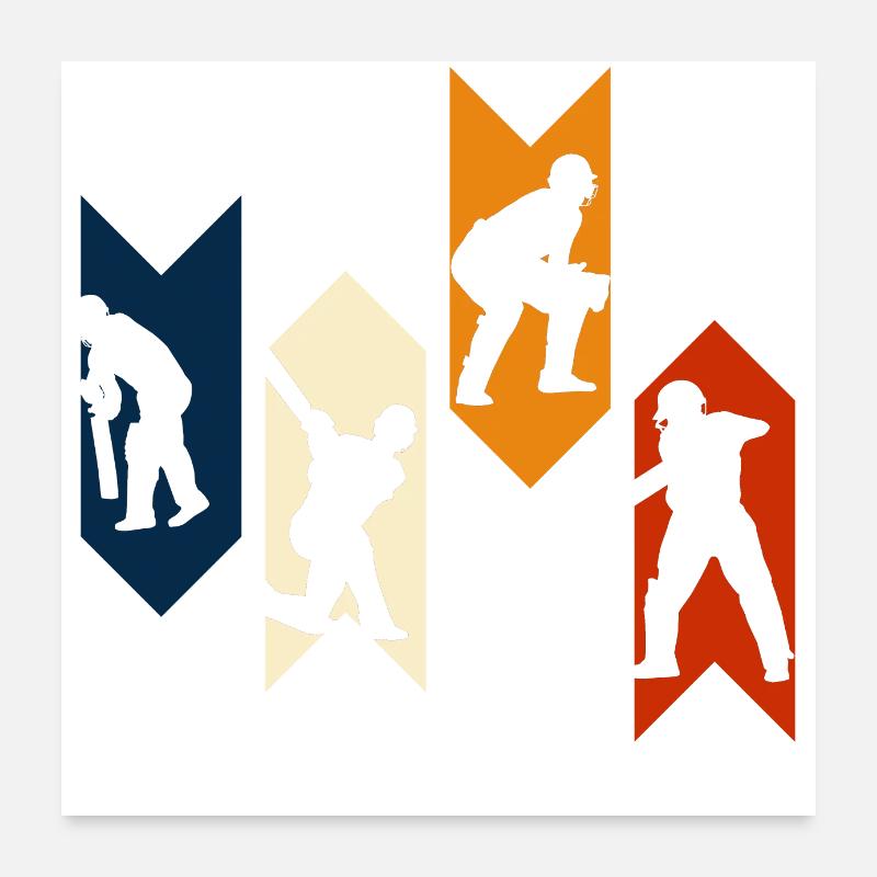 Vintage Retro Cricket - Cricket Gift Idea Poster 24" x 24" (60x60 cm)