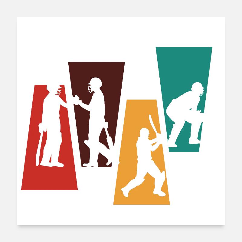 Cricket rétro vintage-idée cadeau cricket Poster 60 x 60 cm