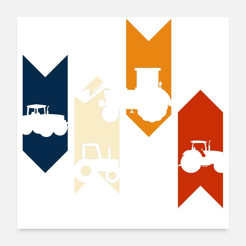 Vintage retro tractor gift idea Poster 24" x 24" (60x60 cm)