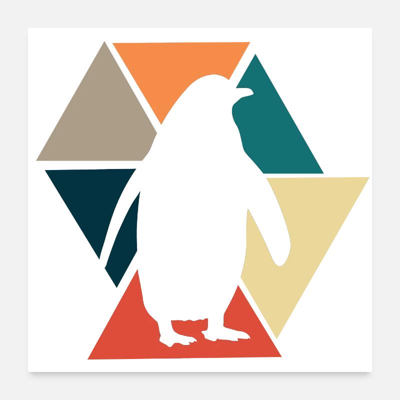 Pingouin rétro vintage-idée cadeau pingouin Poster 60 x 60 cm