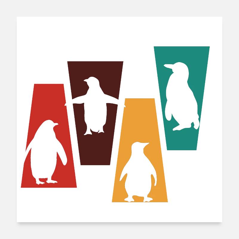 Pingouin rétro vintage-idée cadeau pingouin Poster 60 x 60 cm