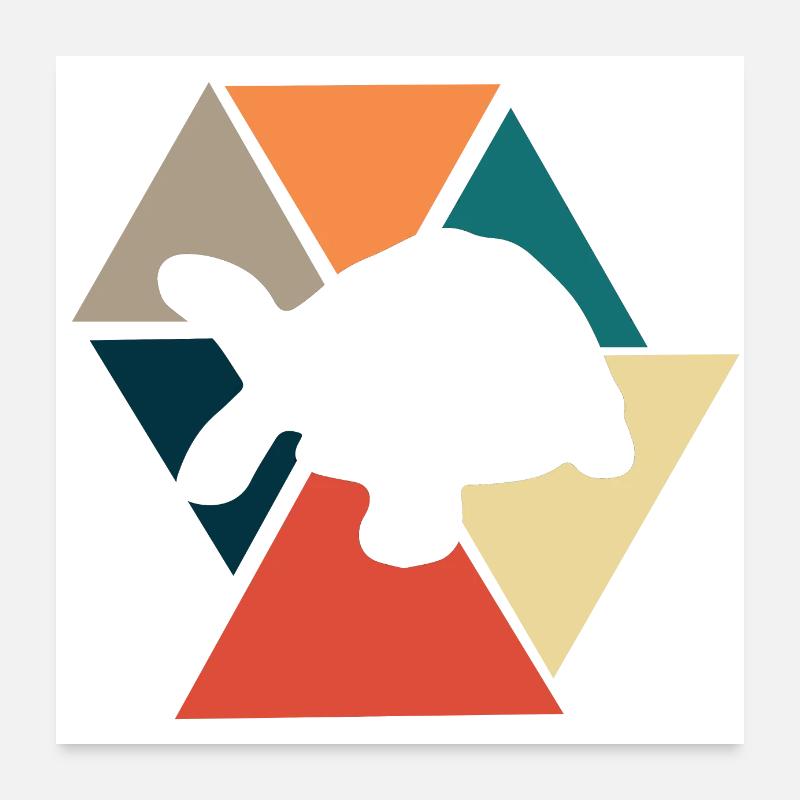Vintage Retro Turtle Gift Idea Poster 24" x 24" (60x60 cm)