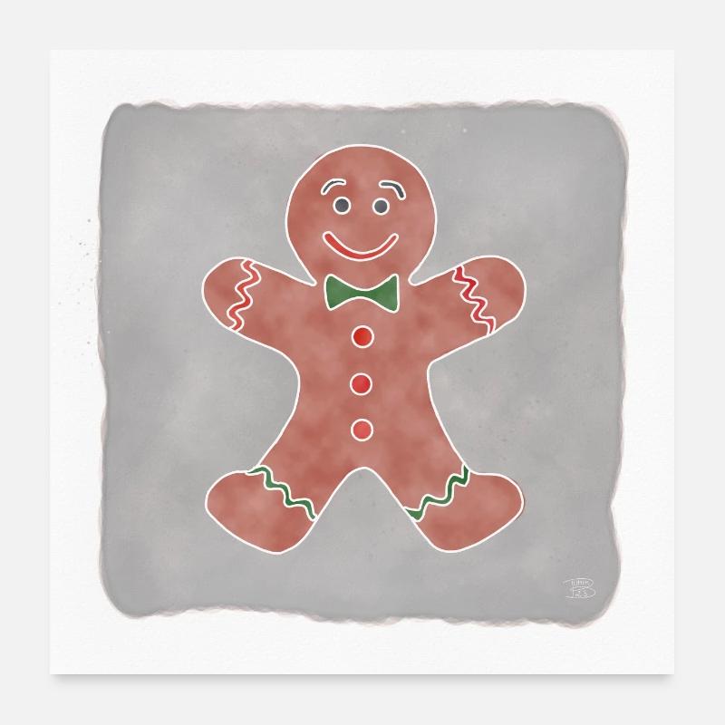 "Biscuit", boho line art design, series "Xmas" Poster 24" x 24" (60x60 cm)