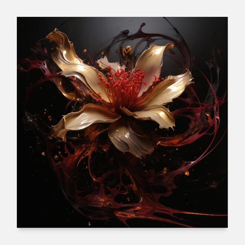 Luxe Glamour Fleur Fluide Abstrait Poster 60 x 60 cm