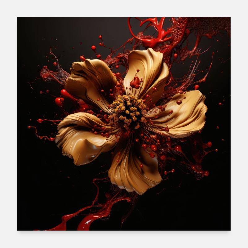 Luxury Glamorous Flower Fluid Abstract Poster 24" x 24" (60x60 cm)
