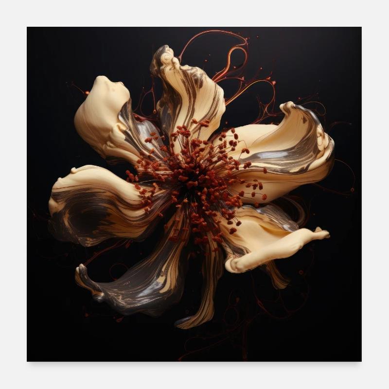 Luxe Glamour Fleur Fluide Abstrait Poster 60 x 60 cm