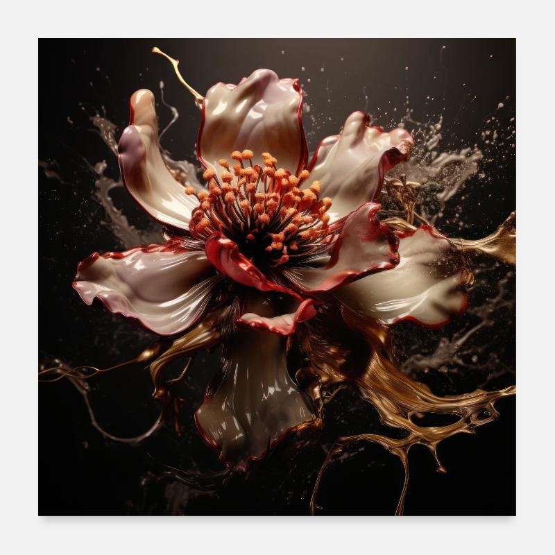 Luxury Glamorous Flower Fluid Abstract Poster 60x60 cm