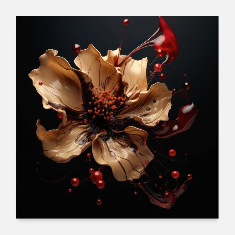 Luxe Glamour Fleur Fluide Abstrait Poster 60 x 60 cm