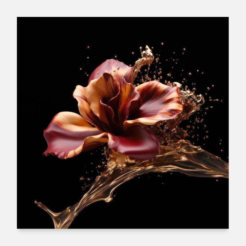 Luxe Glamour Fleur Fluide Abstrait Poster 60 x 60 cm