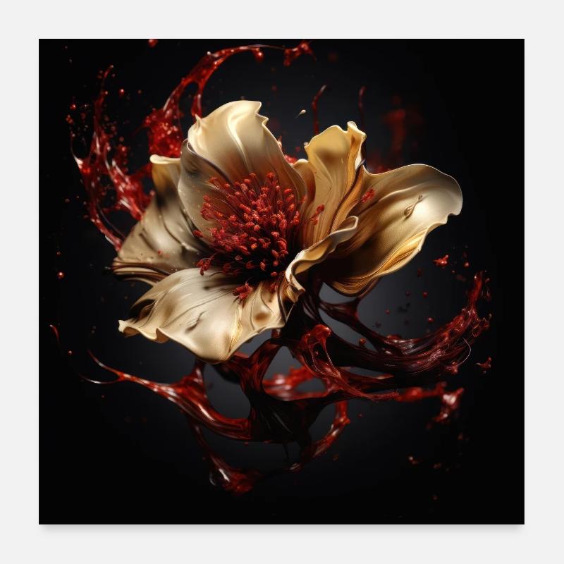 Luxe Glamour Fleur Fluide Abstrait Poster 60 x 60 cm
