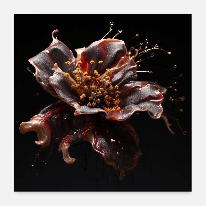 Luxury Glamorous Flower Fluid Abstract Poster 60x60 cm