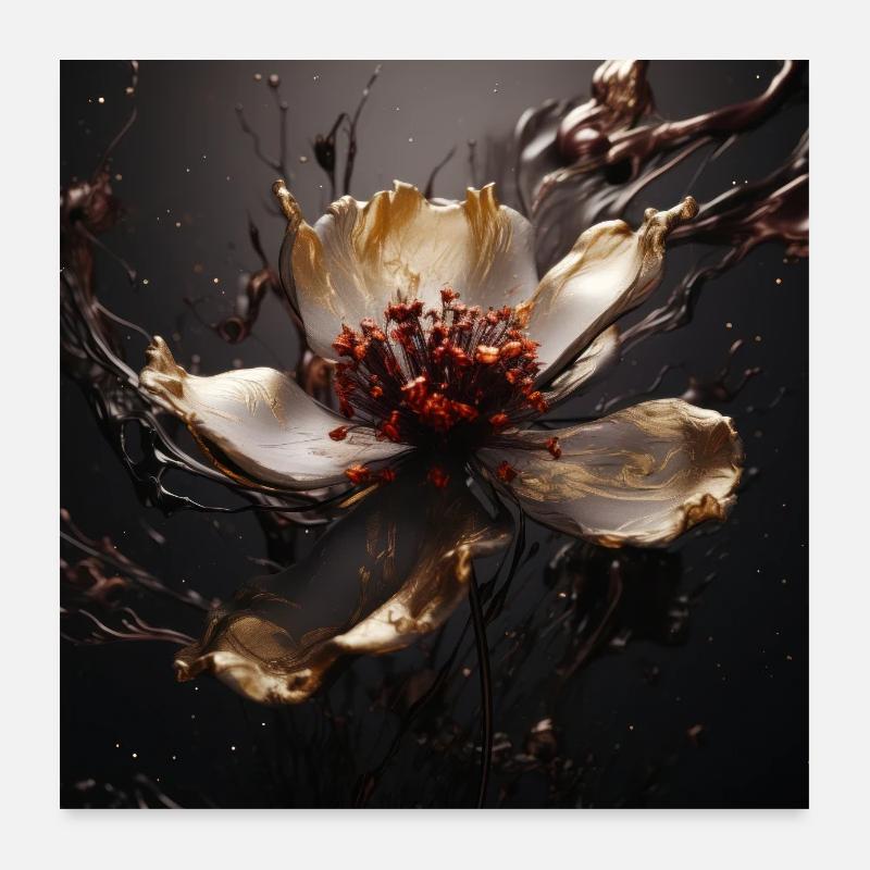 Luxe Glamour Fleur Fluide Abstrait Poster 60 x 60 cm