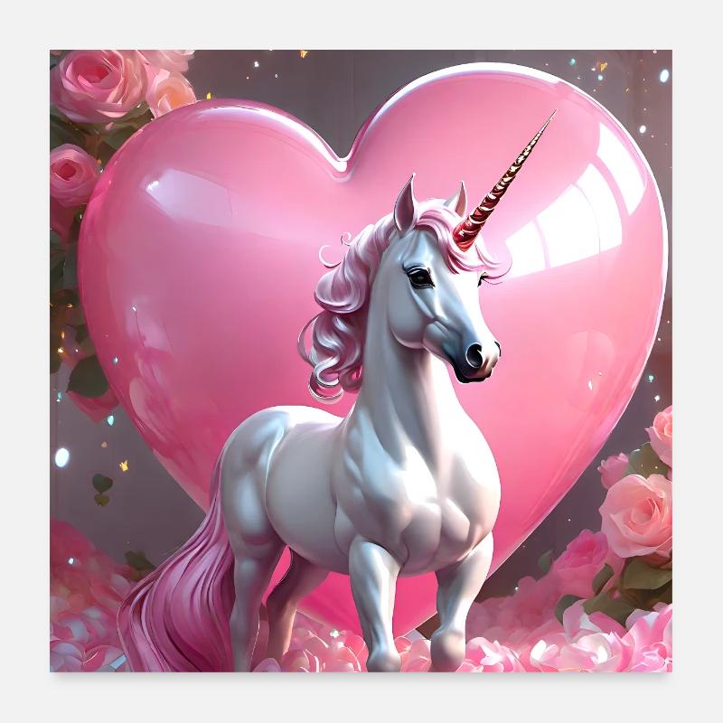 Einhorn pink Herz Poster 60x60 cm