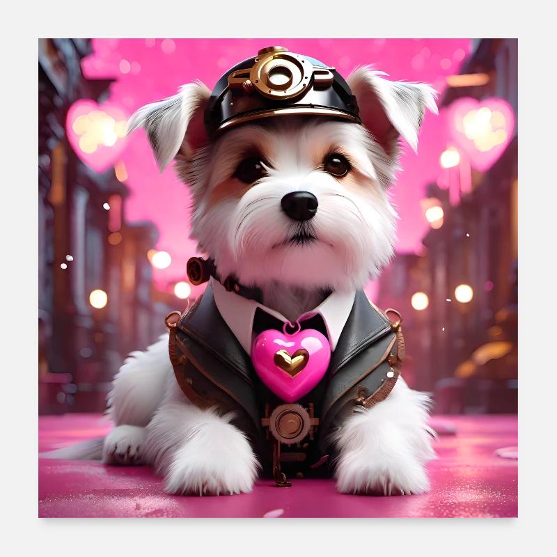 Chien de conception d’art steampunk Poster 60 x 60 cm