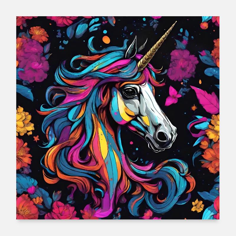 Fantasy Unicorn Pop Art Poster 24" x 24" (60x60 cm)