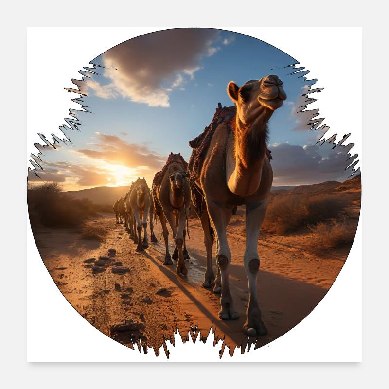 Lentement, pas à pas, la caravane avance Poster 60 x 60 cm