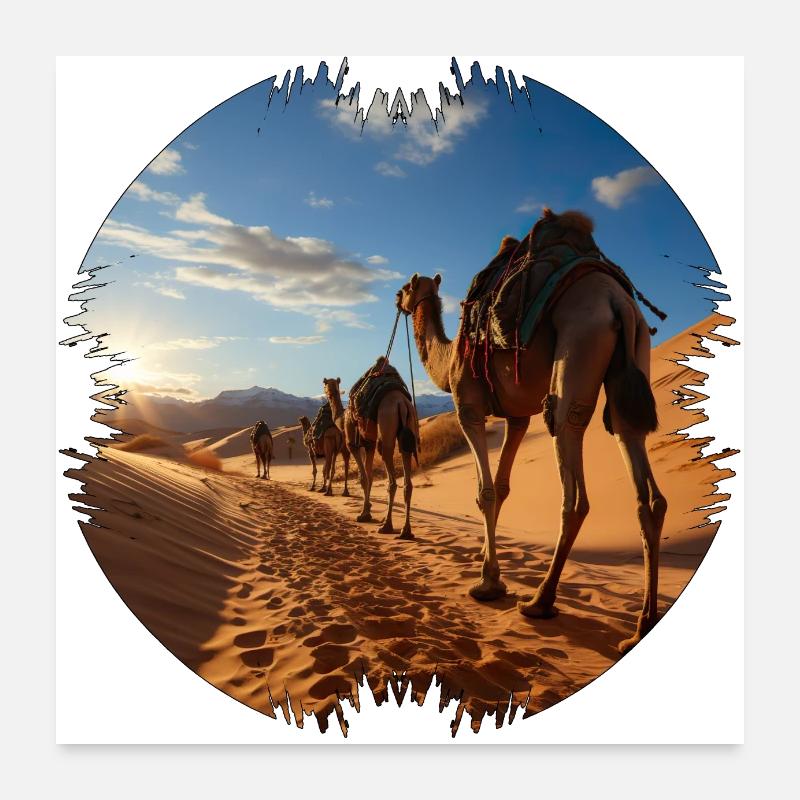 Reise mit einer Kamelkarawane Poster 60x60 cm