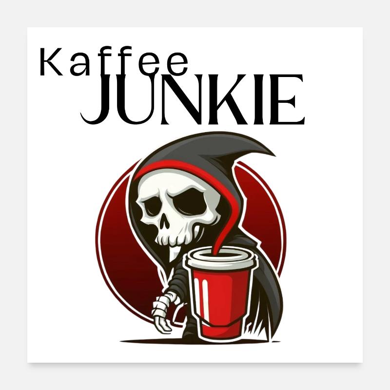 Kaffee Junkie - Poster 60x60 cm - Weiß