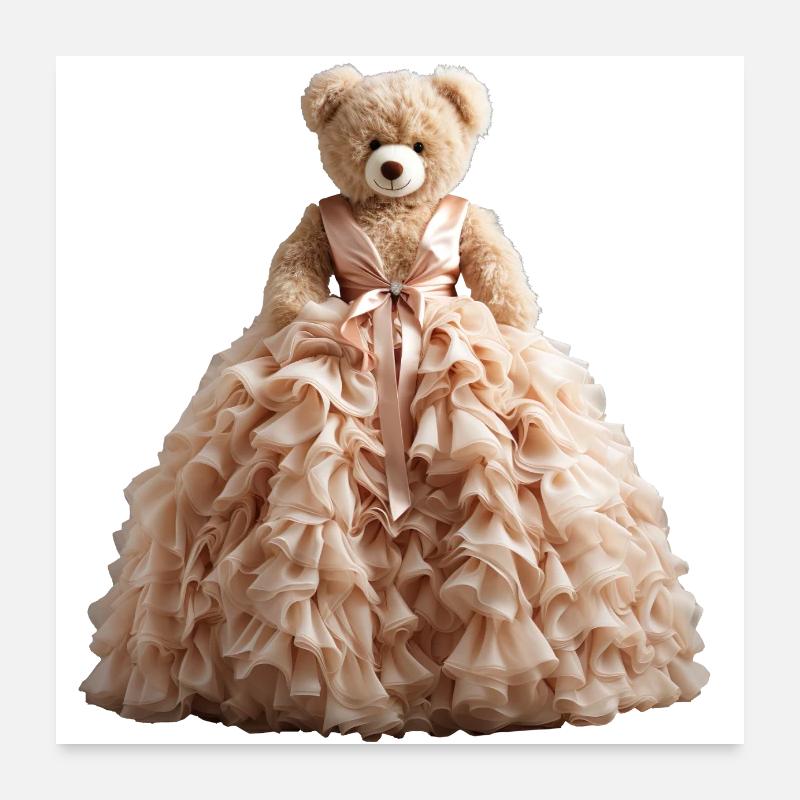 Ours en peluche en robe de mariée Poster 60 x 60 cm