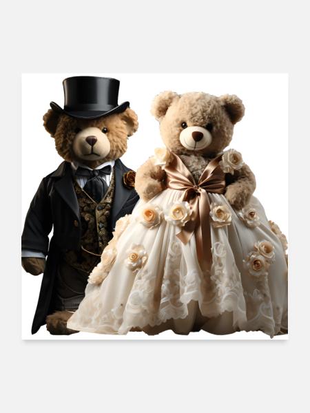 Two happy newlywed bears - Poster 24" x 24" (60x60 cm) - white - Front