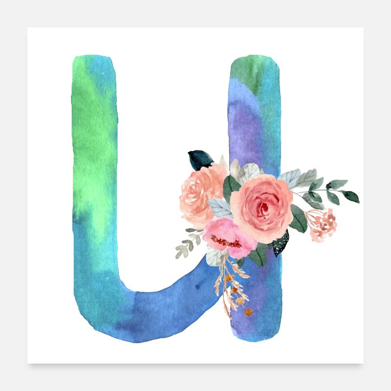 Buchstabe u Aquarell Poster 60x60 cm