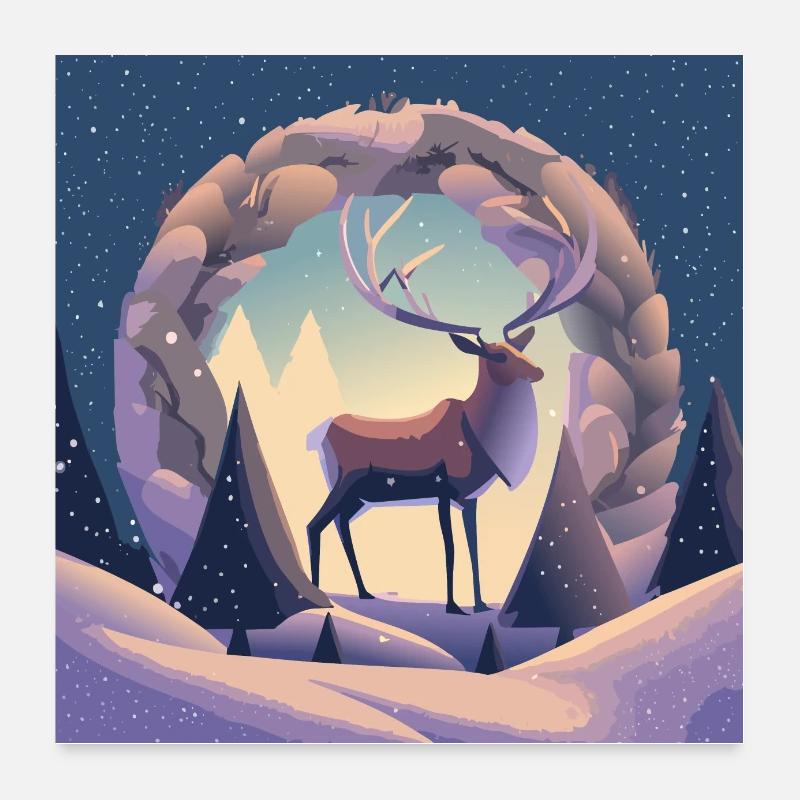 Couronne de cerf Poster 60 x 60 cm
