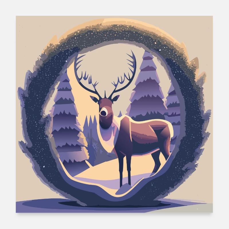 Couronne de renne Poster 60 x 60 cm