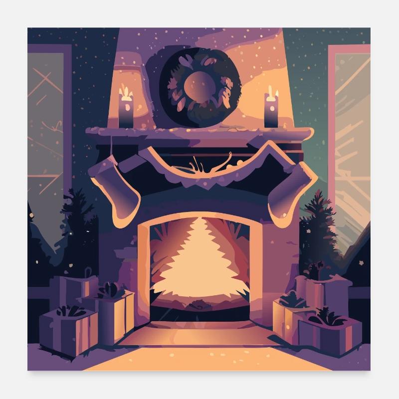 Christmas fireplace Poster 24" x 24" (60x60 cm)