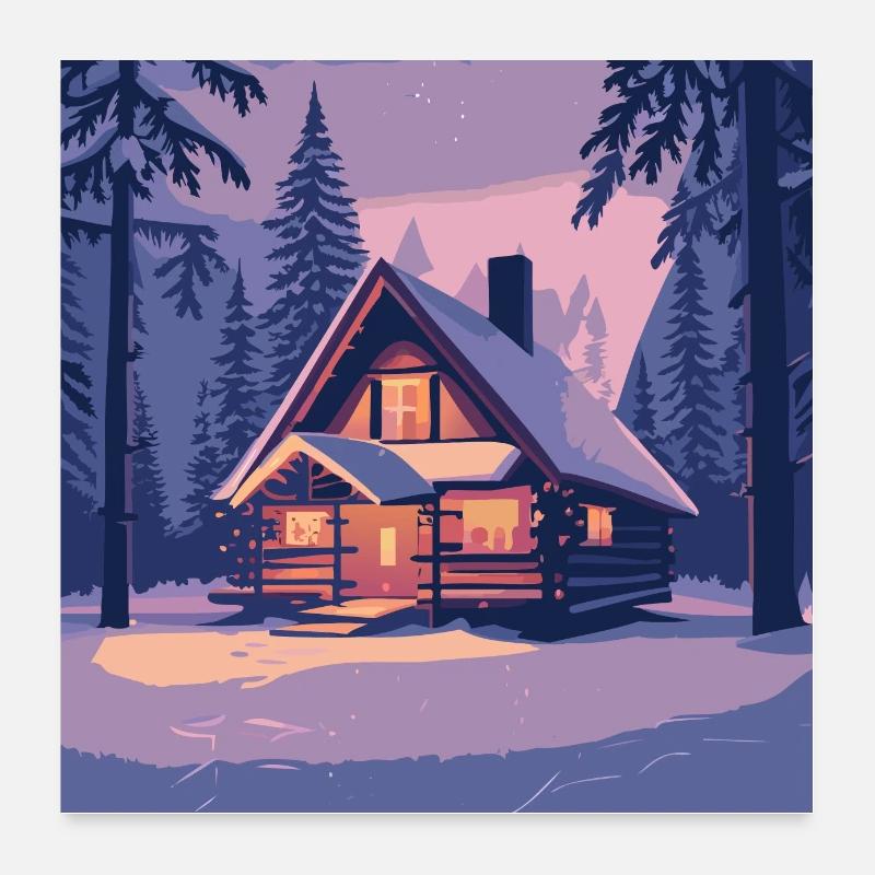 Hütte im Wald Poster 60x60 cm