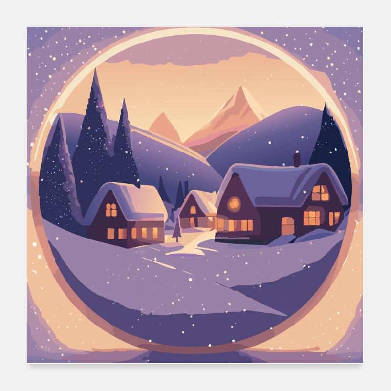 Village in snow globe Poster 24" x 24" (60x60 cm)