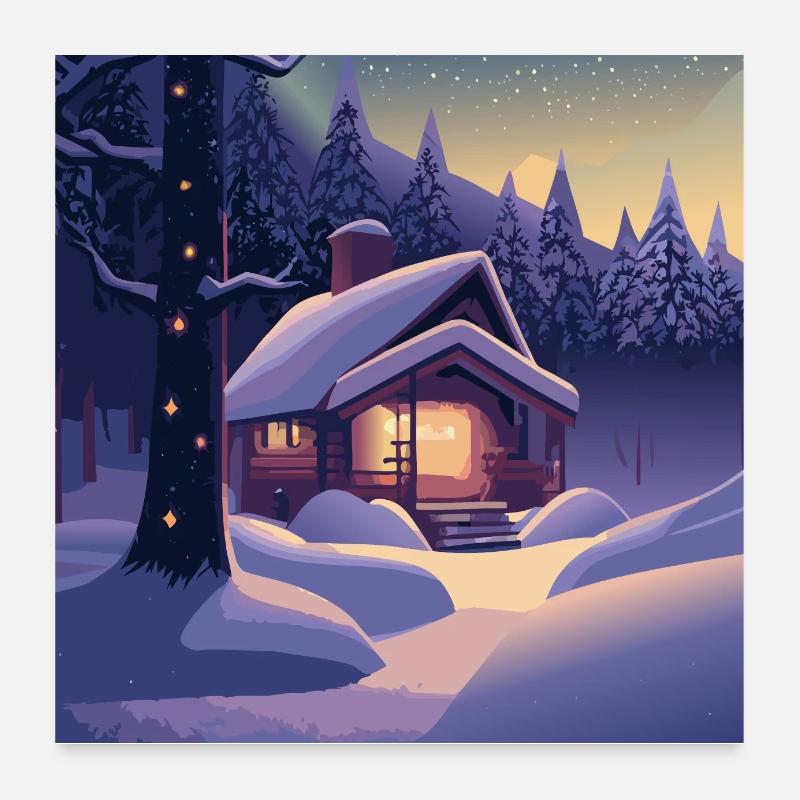 Cabane dans les bois Poster 60 x 60 cm