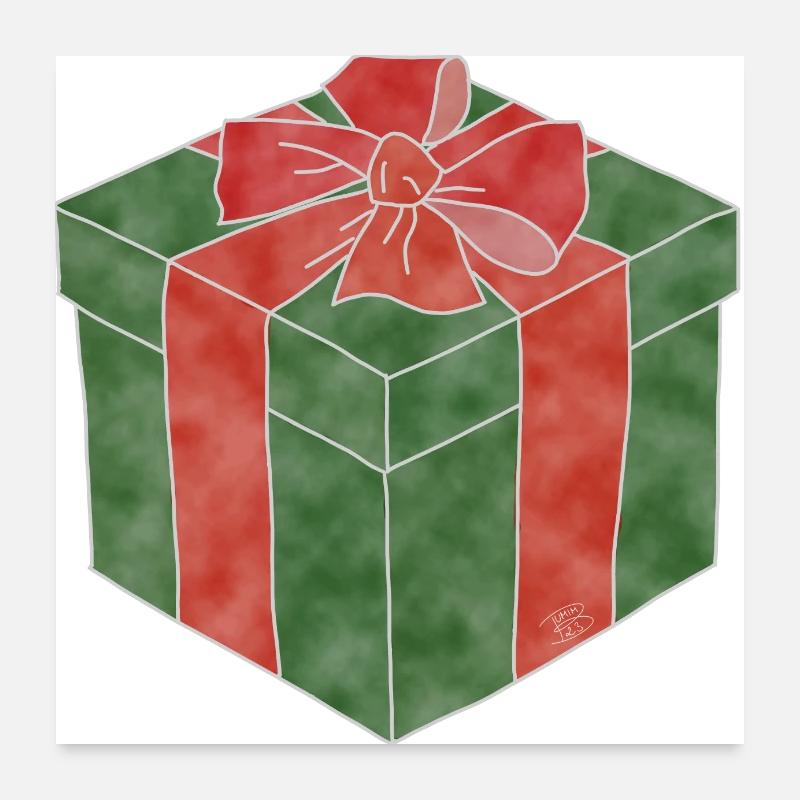"Gift", Boho Line Art Design, Series "Xmas" Poster 24" x 24" (60x60 cm)