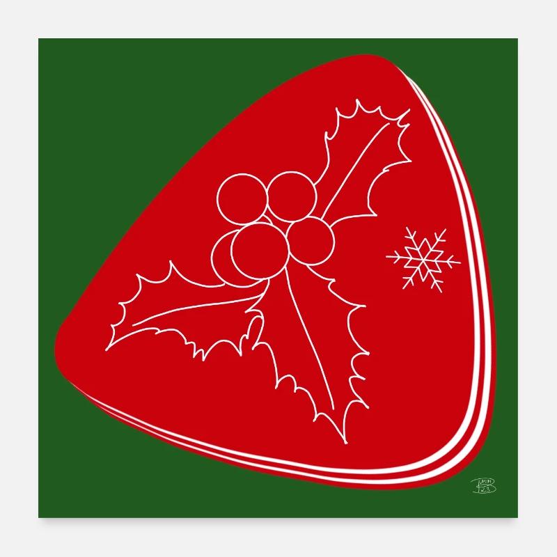 « Ilex », Boho Line Art Design, Série « Noël » Poster 60 x 60 cm